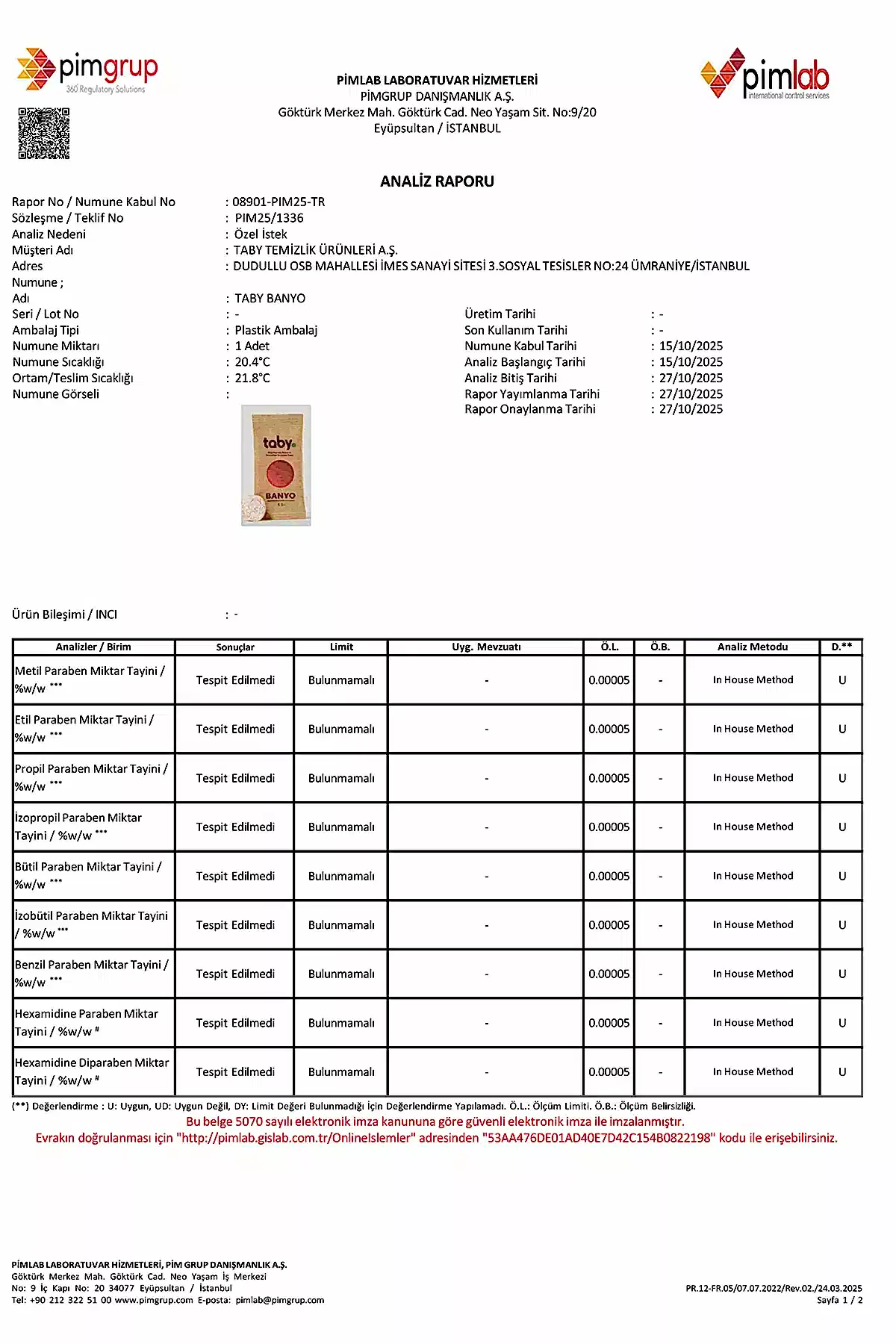 Banyo-Paraben - Kapak